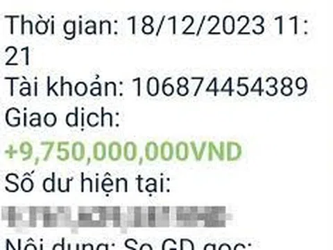 Bất ngờ nhận được gần 10 tỷ đồng, chủ tài khoản hốt hoảng trình báo công an